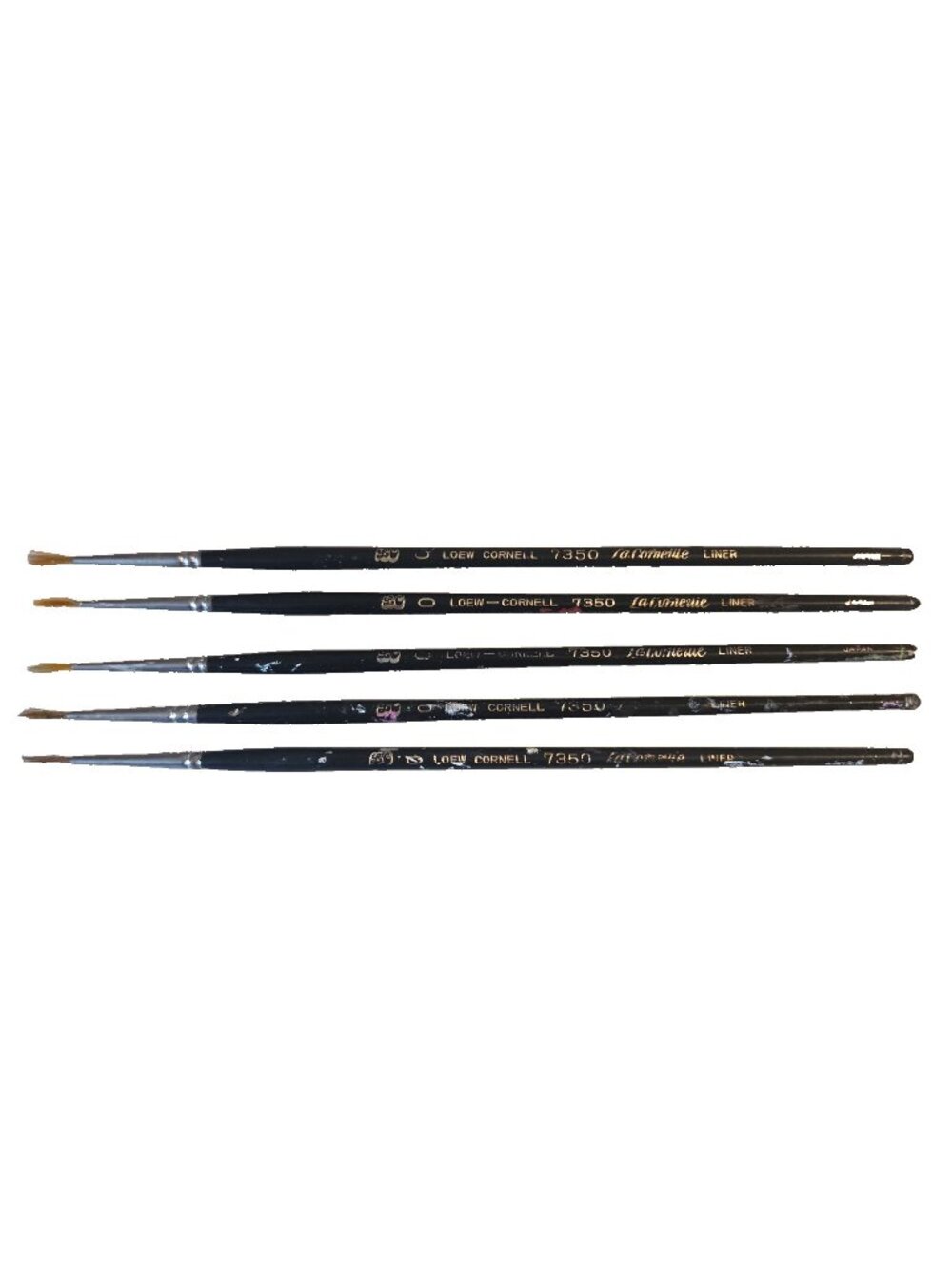 6 Used Detail Liner Brushes #0 by Loew Cornell 7350
